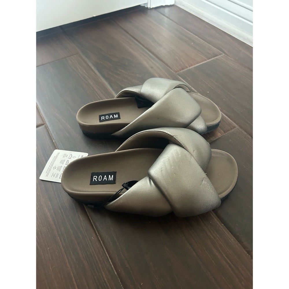 Roam Foldy Puffy Sandals Vegan LEATHER Slides Size 7